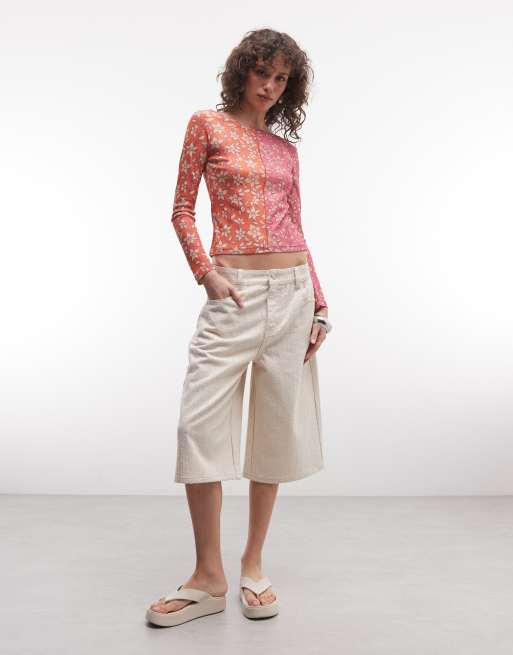 Reclaimed Vintage - Top a maniche lunghe con stampa floreale e scollo a barchetta, 2 di 4