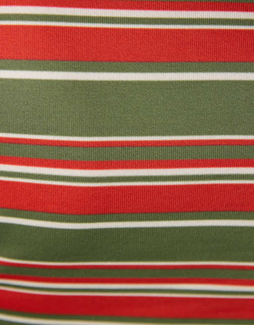 Reclaimed Vintage - Top à rayures avec manches longues et encolure boutonnée - Vert, 3 de 4