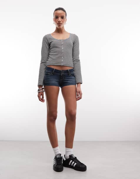 Reclaimed Vintage - Top a righe con scollo rotondo, bottoni e finiture in pizzo verde-azzurro - view 1