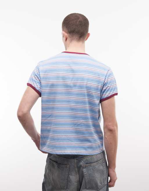 Reclaimed Vintage - Top ajusté à rayures et bordures contrastantes - Bleu, 4 de 5