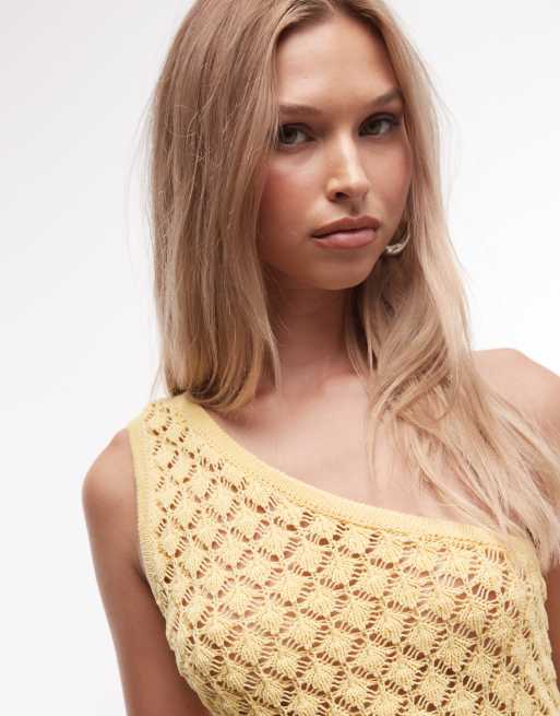 Reclaimed Vintage - Top asymétrique au crochet - Jaune, 3 de 4