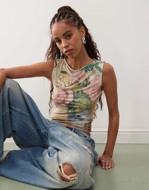 Reclaimed Vintage – Top bez rękawów licencjonowaną aplikacją Ashmolean - view 1