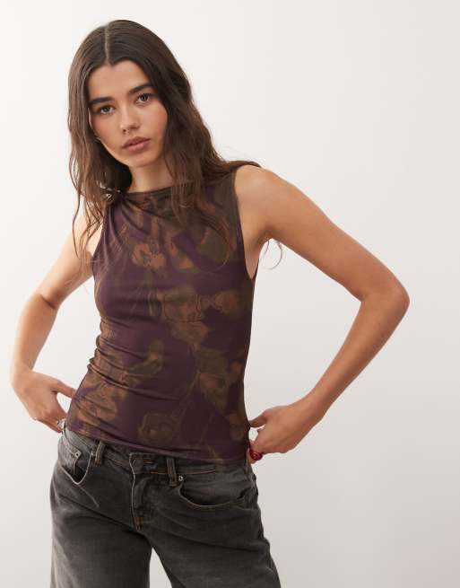 Reclaimed Vintage – Top bez rękawów z prostym dekoltem, w kwiaty figi 