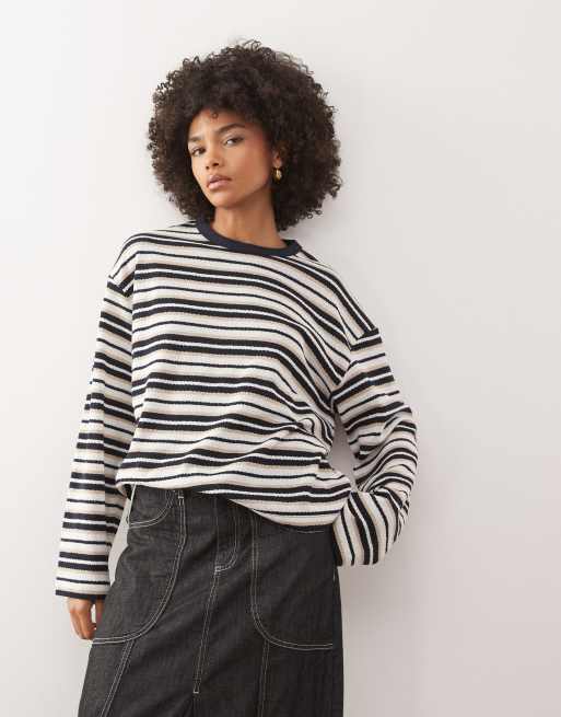 Reclaimed Vintage - Top extra largo neutro a righe