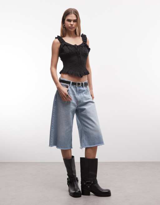 Reclaimed Vintage - Top in misto cotone nero con finiture in pizzo, 3 di 4