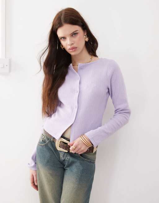 Reclaimed Vintage - Top lilla a coste con bottoni