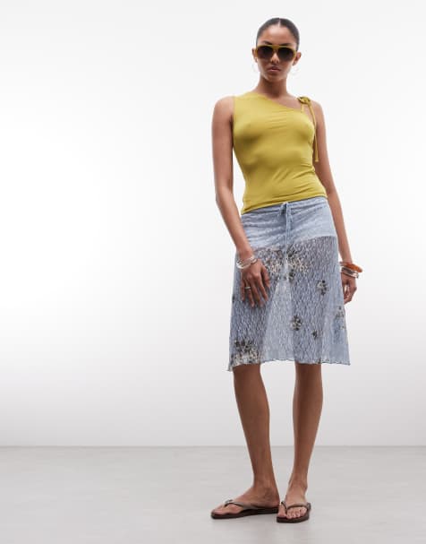 Reclaimed Vintage - Top monospalla verde alga con fascette - view 1