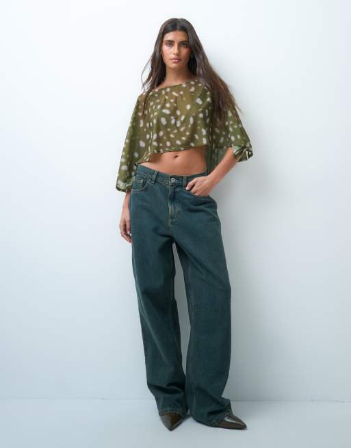 Reclaimed Vintage top poncho animalier, 2 di 4