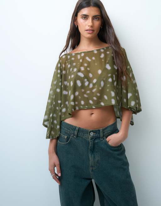 Reclaimed Vintage - top poncho con estampado animal, 3 de 4