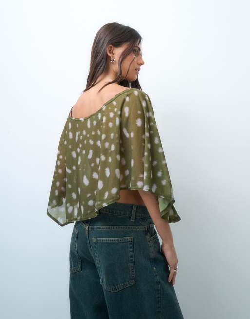 Reclaimed Vintage - top poncho con estampado animal, 4 de 4