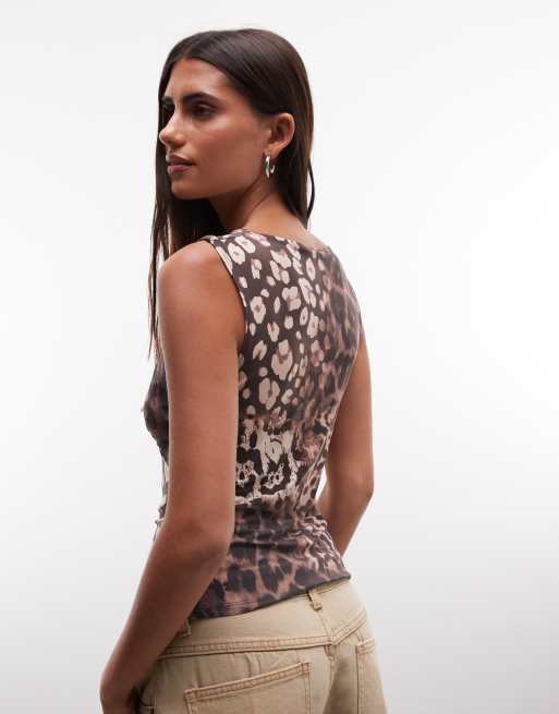 Reclaimed Vintage top van jersey met V-hals en dierenprint, 3 van 4