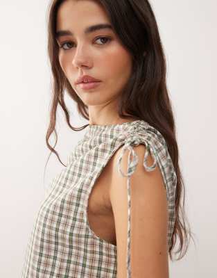Reclaimed Vintage Top With Adjustable Gathers On Shoulder And Side Seam In Multi