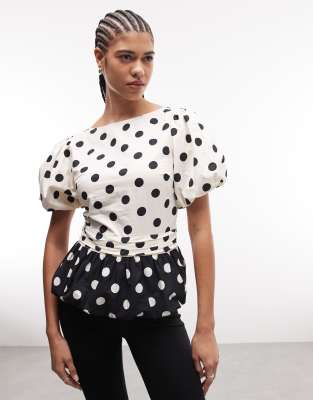 Reclaimed Vintage Top With Puff Sleeves In Multi