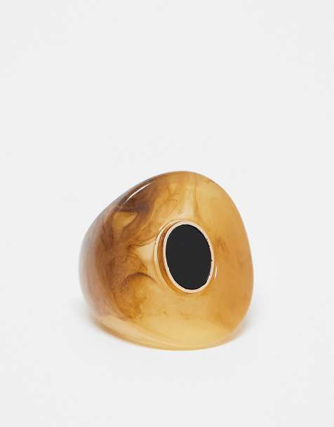 Reclaimed Vintage tort ring with gem - view 1