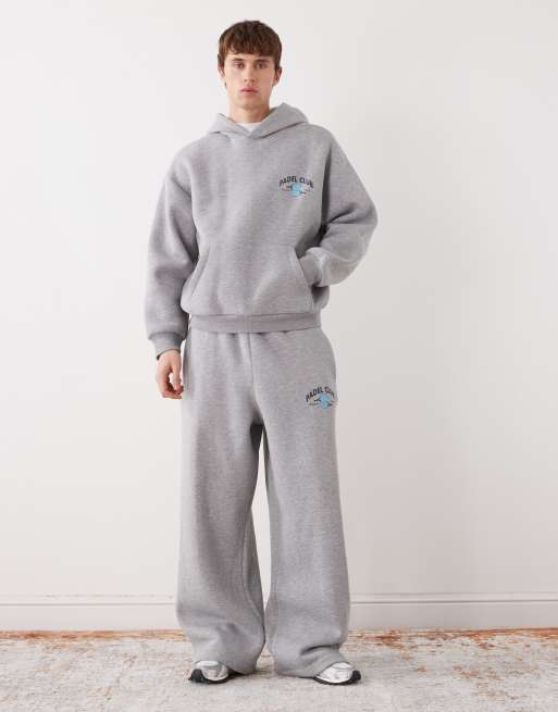 Reclaimed Vintage trackies in grey marl with padel logo