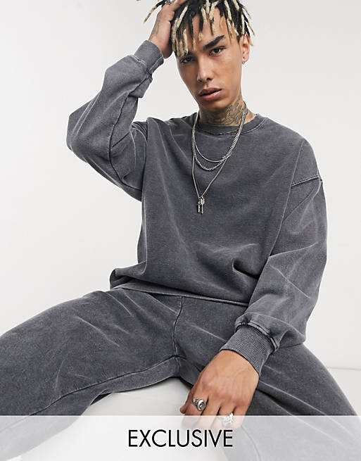 Reclaimed Vintage tracksuit in charcoal wash