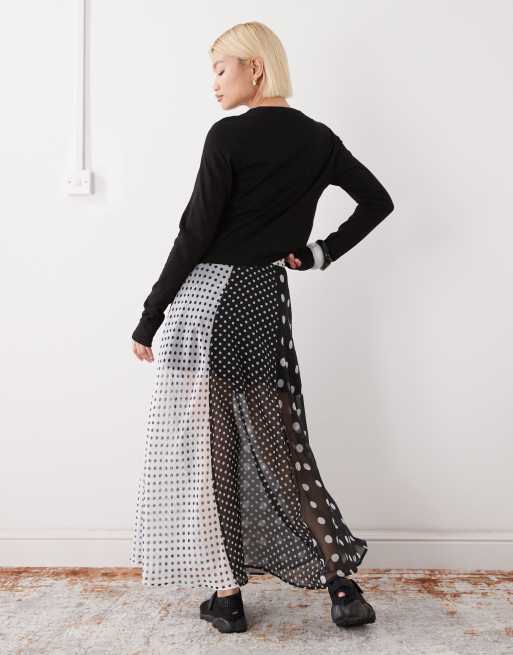 Reclaimed Vintage – Transparenter Maxirock mit geteiltem Punktemuster, 3 von 5