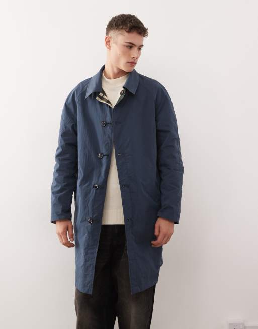 Reclaimed Vintage - Trench imperméable long réversible à carreaux - Bleu marine, 2 de 5