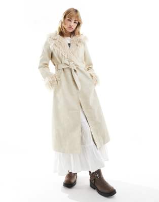 Trench Invernale Da Uomo Doppiopetto – Cappotto Lungo Con Collo In Pelliccia Sintetica Rimovibile