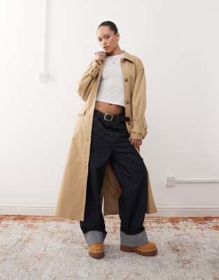 Reclaimed Vintage Trench With Belt In Beige-multi