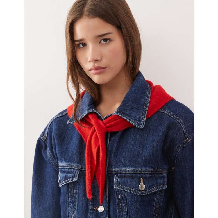 Reclaimed Vintage triangle scarf with branding in red | ASOS