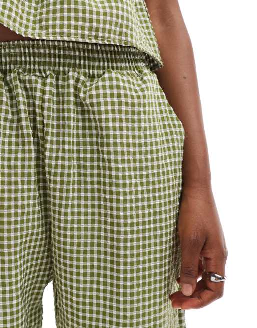 Reclaimed Vintage trouser co-ord in green gingham, 3 of 5