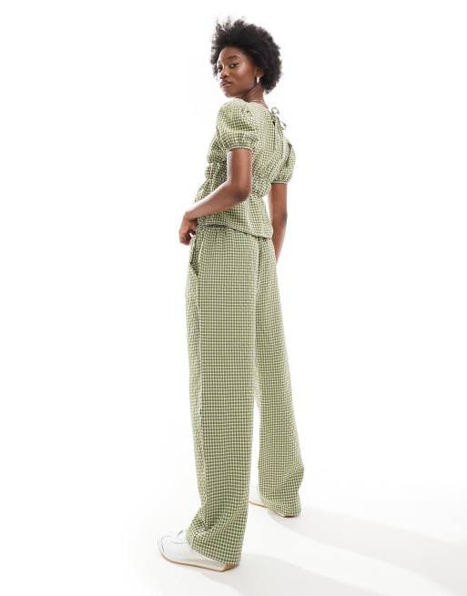 Reclaimed Vintage trouser co-ord in green gingham, 4 of 5