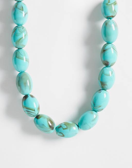 Reclaimed Vintage – Turkos, kort pärlhalsband