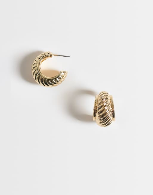 Reclaimed Vintage twisted chunky hoops i guld, 1 af 4