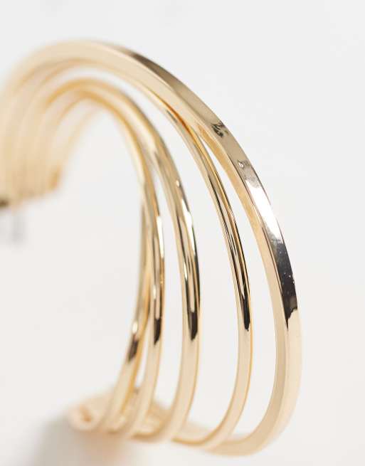 Reclaimed Vintage twisted hoop earrings in gold tone, 3 of 4