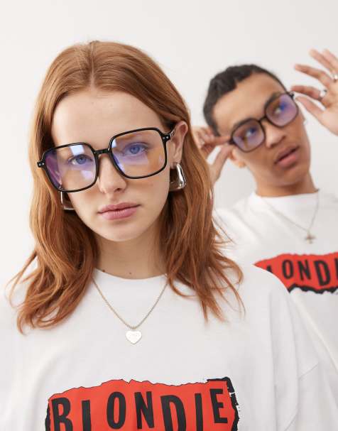 Reclaimed Vintage – Überdimensionale Unisex-Brille im Stil der 70er in Schwarz mit Blaulicht-Filter - view 1