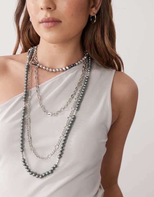 Reclaimed Vintage - Ultimate - Collier à chaînes variées superposées - Argenté