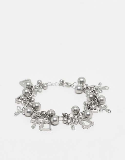 Reclaimed Vintage – Ultimate – Silberfarbenes Unisex-Armband mit Anhängern