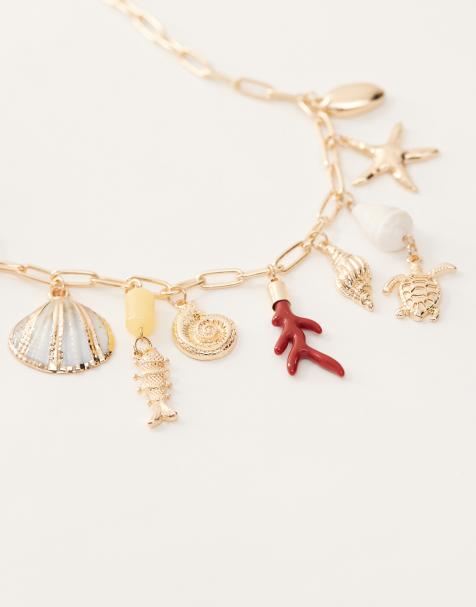 Reclaimed Vintage ultimate summer charm necklace in gold - view 1