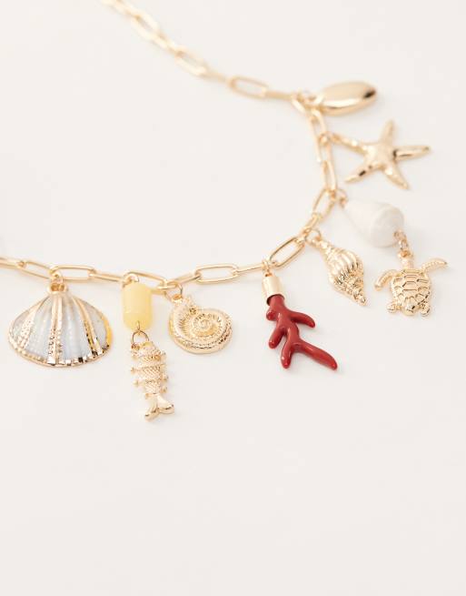 Reclaimed Vintage - Ultimate Summer - Ketting met bedeltjes in goud