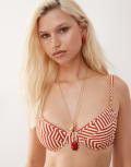 [Reclaimed Vintage] Reclaimed Vintage underwire bikini top in red stripe print-Multi 16 Red stripe