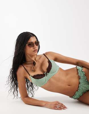 Reclaimed Vintage Underwire Bikini Top With Frill Layer In Multi