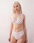 [Reclaimed Vintage] Reclaimed Vintage underwire bikini top with seam details in retro heart print-Multi 8 multi