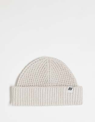 Reclaimed Vintage - Uniseks beanie met logo en wafeltextuur in ecru