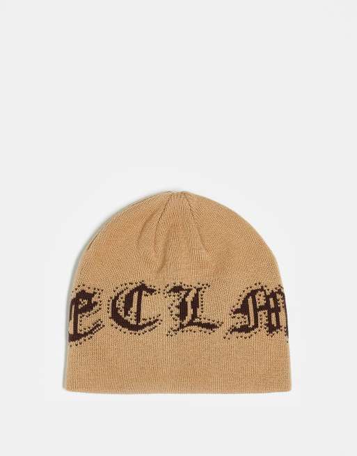 Reclaimed Vintage - Uniseks beanie met logo in zandkleur