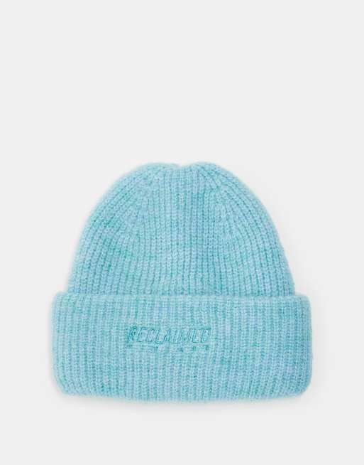 Reclaimed Vintage - Uniseks beanie met merknaam in babyblauw