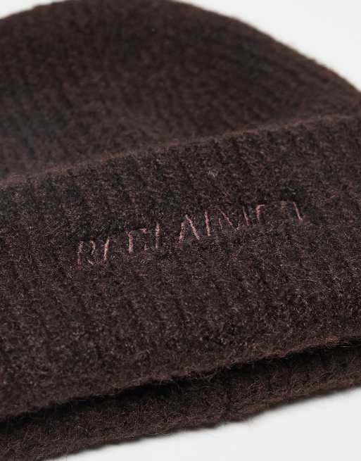 Reclaimed Vintage - Uniseks beanie met merknaam in chocoladebruin, 2 van 3