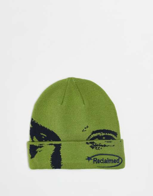Reclaimed Vintage - Uniseks beanie met oogprint in groen
