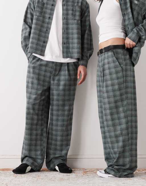 Reclaimed Vintage - Uniseks broek in grijs en blauw geruit, 2 van 5