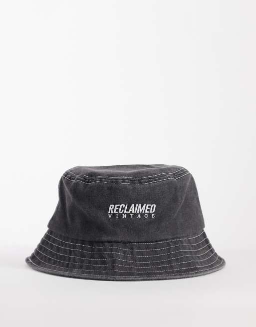 Reclaimed Vintage - Uniseks bucket hat met logo in zwart
