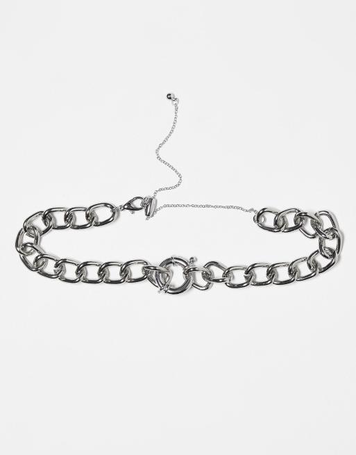 Reclaimed Vintage - Uniseks choker met schakels in zilver