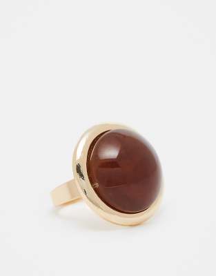 Reclaimed Vintage - Uniseks cirkelvormige ring met rood steentje - view 1