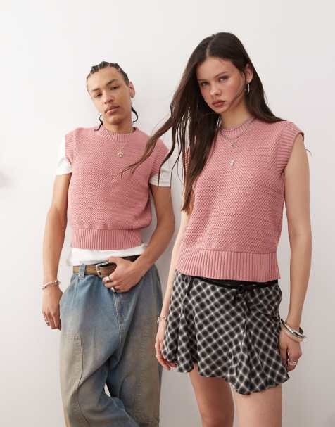 Reclaimed Vintage - Uniseks gebreide tanktop in roze - view 1