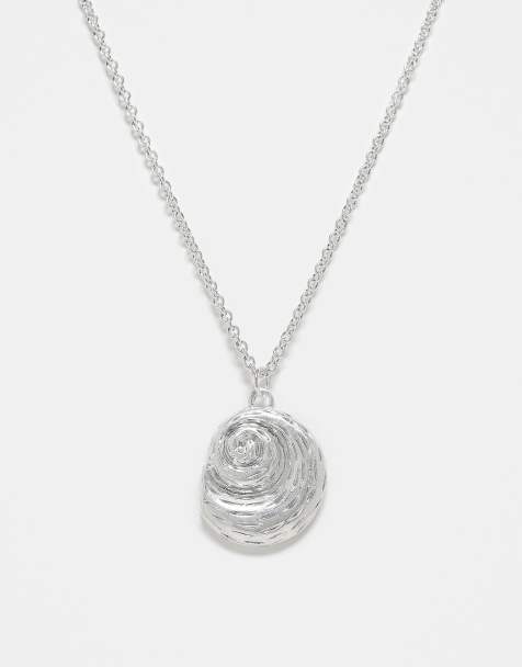 Reclaimed Vintage - Uniseks ketting met schelphangertje in zilver - view 1