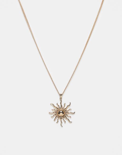 Reclaimed Vintage - Uniseks ketting met zonnehangertje in goud